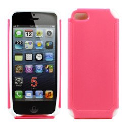 Apple iPhone 5 5S Double Layer Case (Pink-White)